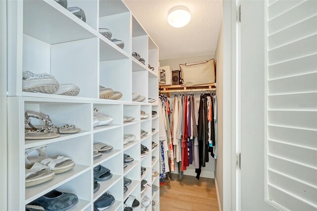 walk in closet featuring light hardwood / wood-style floors