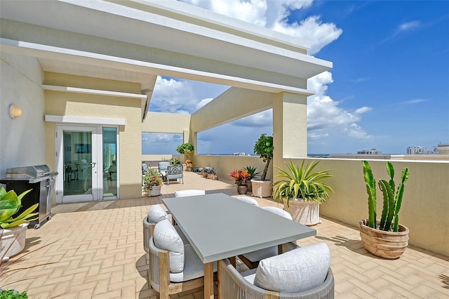 view of patio featuring french doors and area for grilling