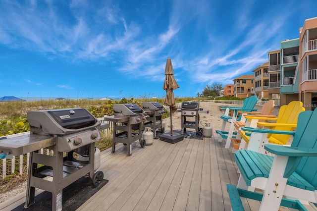 wooden terrace with grilling area