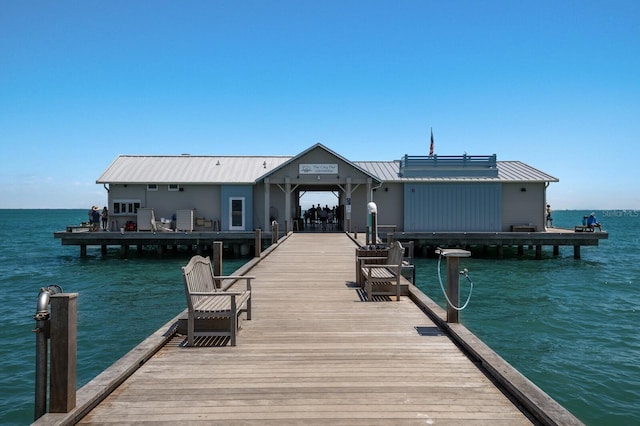 view of dock featuring a water view