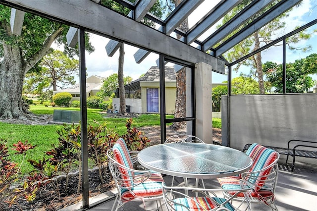 sunroom / solarium with a skylight