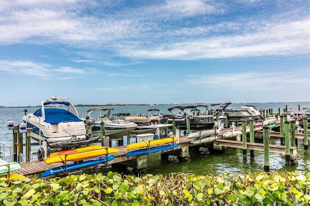 dock area featuring a water view