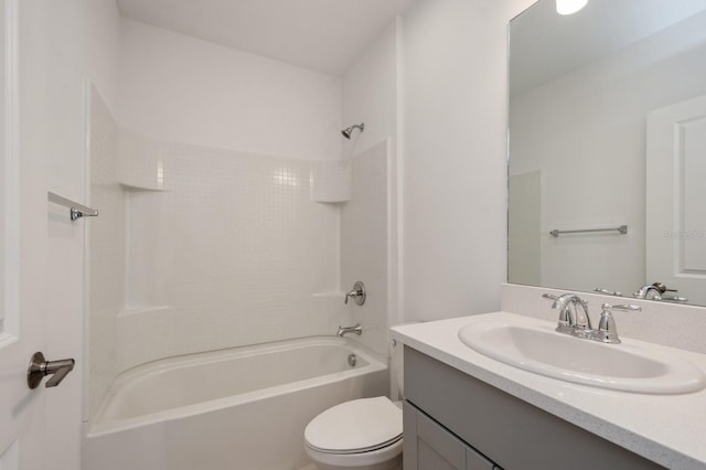 full bathroom featuring vanity, toilet, and bathtub / shower combination