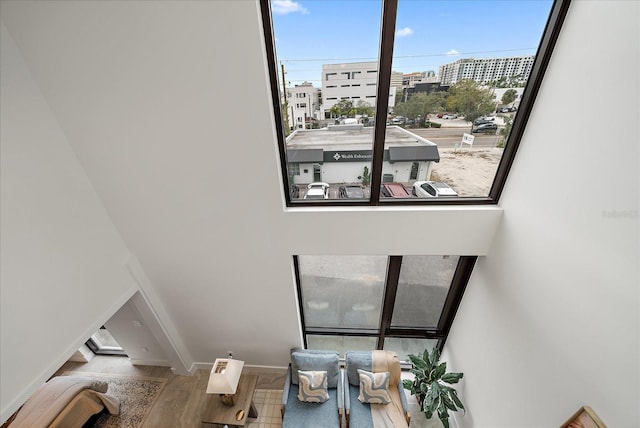 interior space with hardwood / wood-style floors