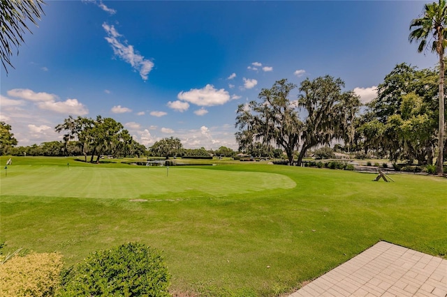 view of community featuring a lawn