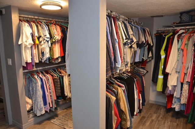 walk in closet featuring wood-type flooring