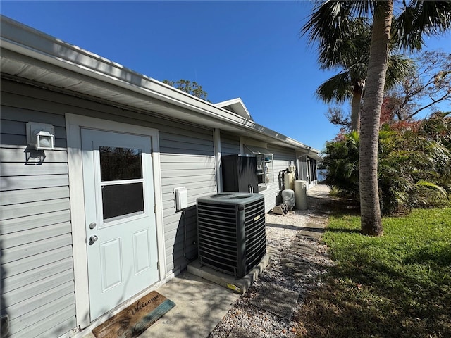 property entrance featuring central air condition unit