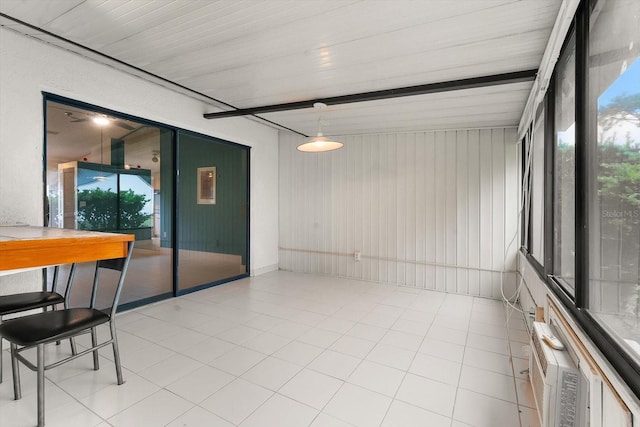 sunroom / solarium with beam ceiling