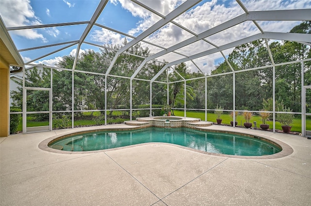 14526 17th Ave E, Bradenton, FL 34212 - view of pool with a patio, a pool with connected hot tub, and glass enclosure