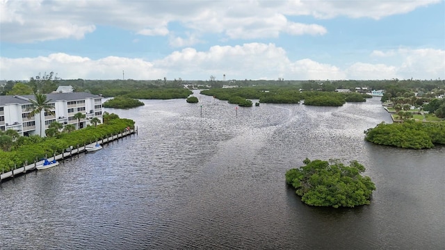 view of water feature featuring a dock