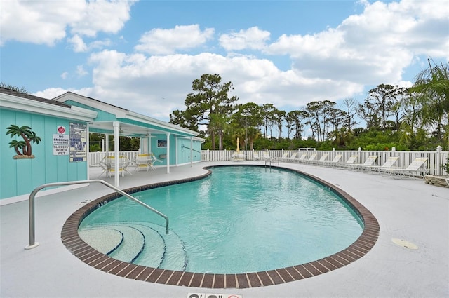 view of pool featuring a patio area