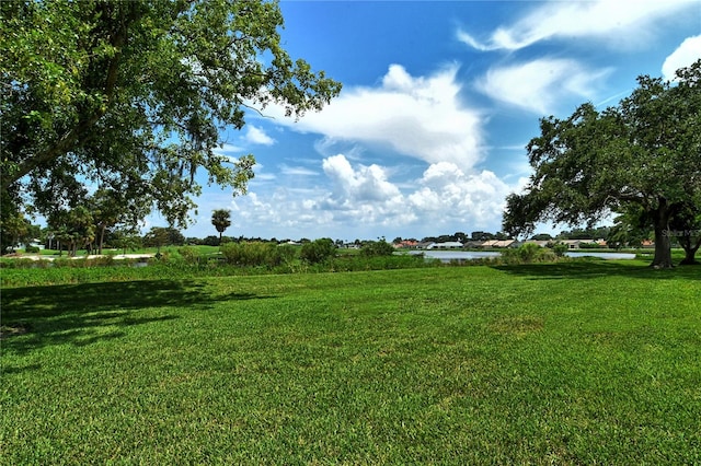 view of yard featuring a water view