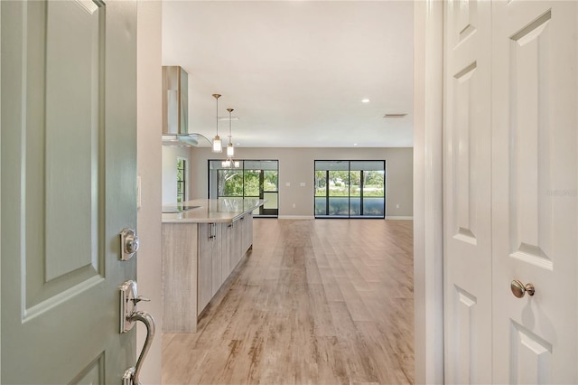 hallway featuring light hardwood / wood-style flooring