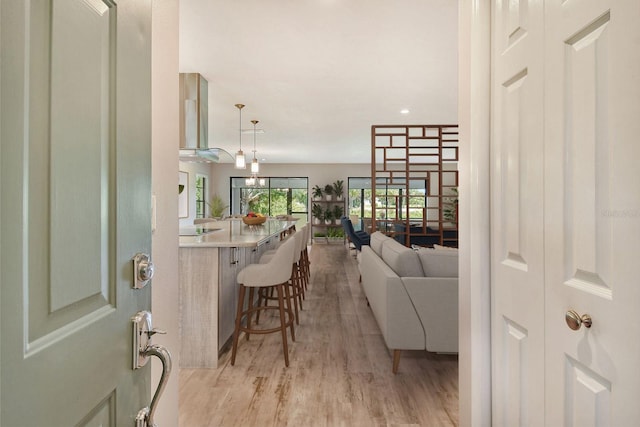 interior space featuring light wood-style floors