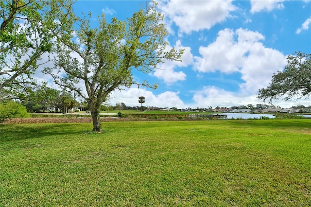 view of yard featuring a water view