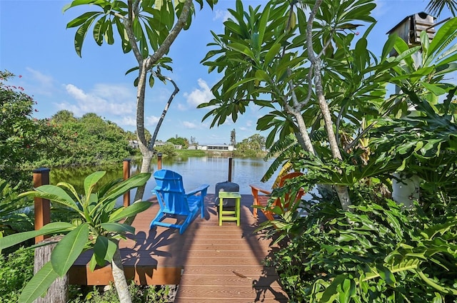 view of dock featuring a water view