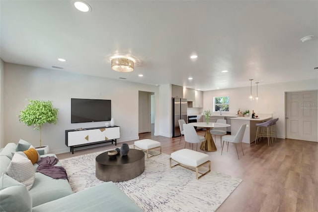 living room featuring light hardwood / wood-style flooring