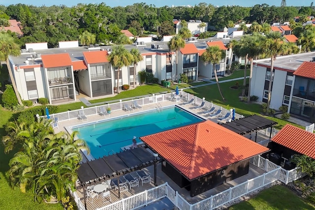 view of swimming pool featuring a patio