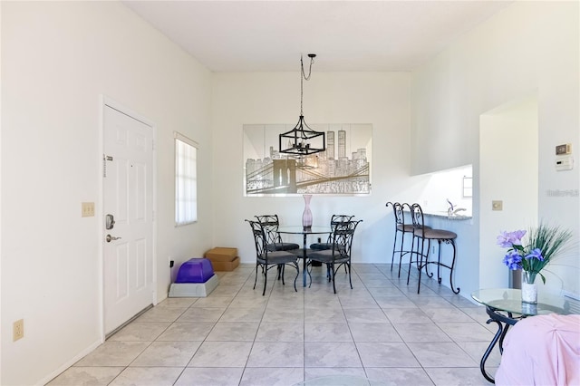 view of tiled dining room