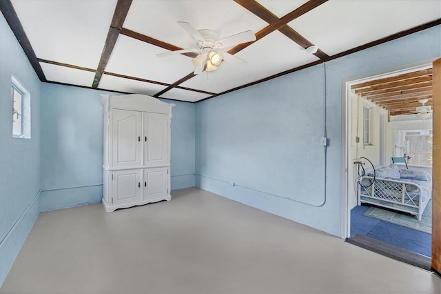 interior space featuring ceiling fan