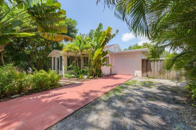 exterior space with a garage