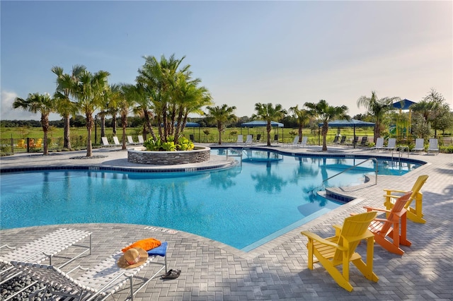 view of pool with a gazebo