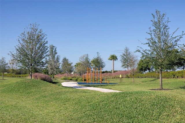 view of yard with a playground