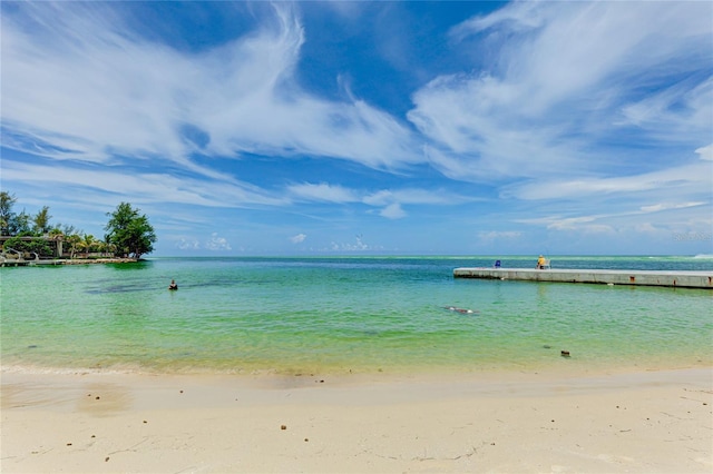 view of water feature featuring a view of the beach