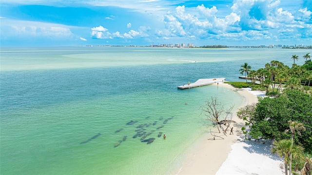 property view of water featuring a view of the beach