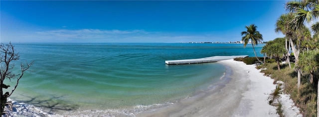 property view of water featuring a view of the beach