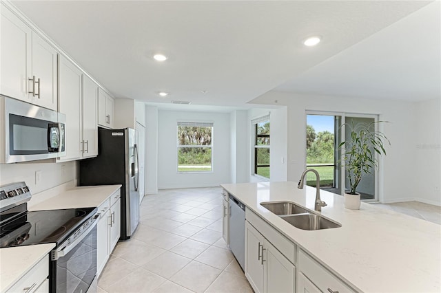 kitchen featuring sink, white cabinets, and appliances with stainless steel finishes