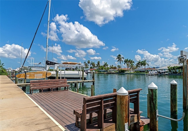 view of dock featuring a water view