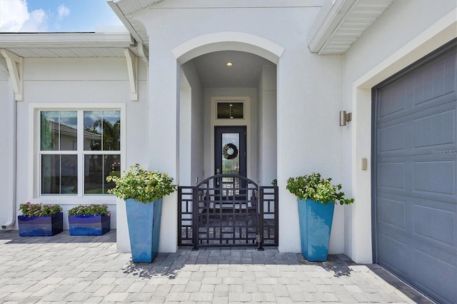 entrance to property with a garage