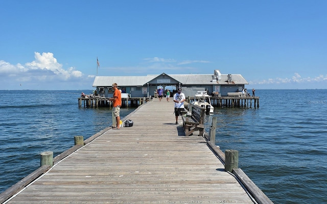 dock area featuring a water view