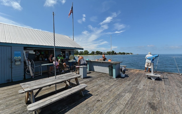 dock area featuring a water view