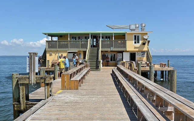 dock area featuring a water view