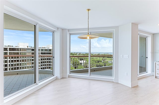 unfurnished dining area featuring light hardwood / wood-style flooring