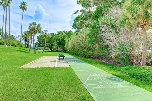 view of property's community featuring a lawn