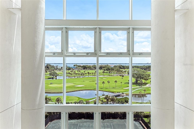 room details featuring a water view