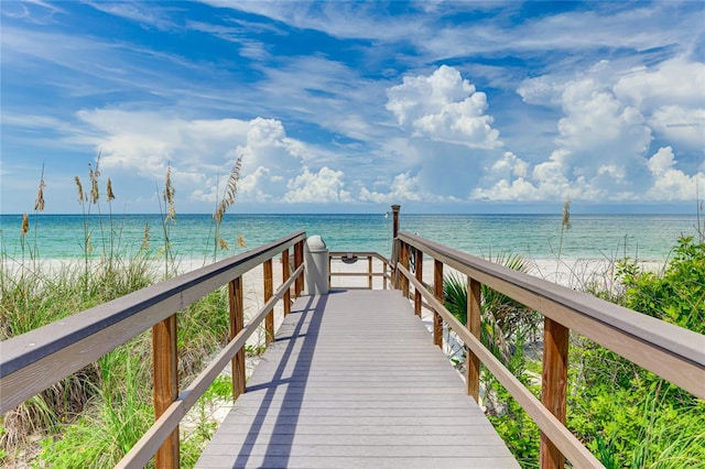 view of dock featuring a water view