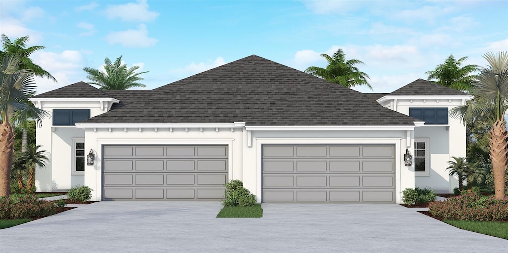 exterior space with a garage