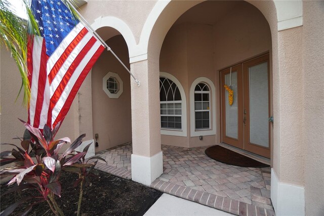 property entrance with french doors