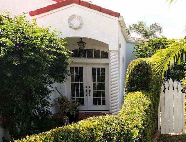 view of outbuilding with french doors