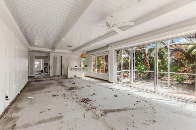 interior space featuring ceiling fan