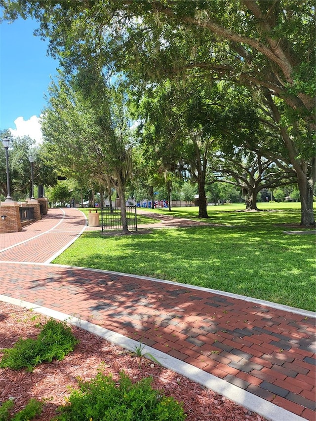 view of home's community with a lawn