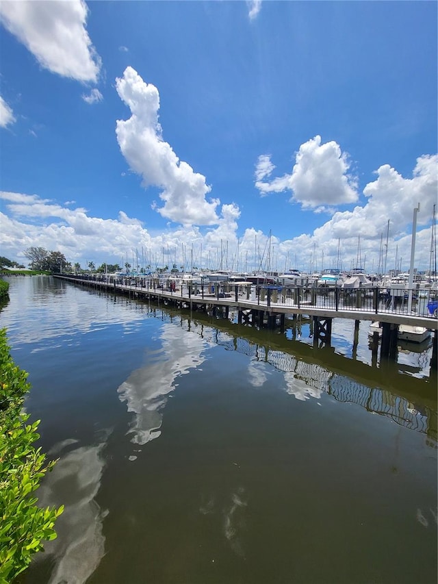 view of dock featuring a water view