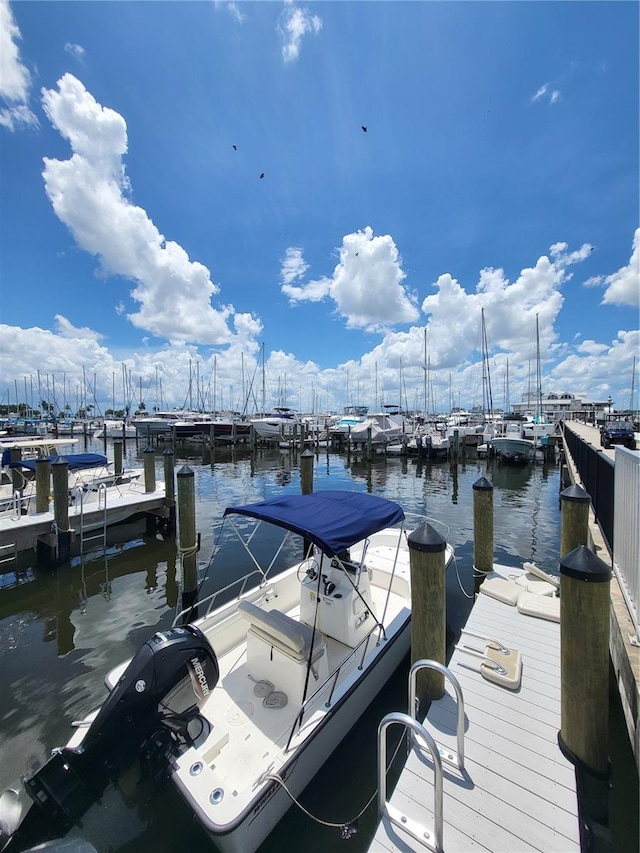 view of dock featuring a water view