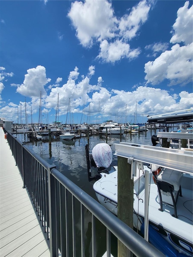 dock area featuring a water view