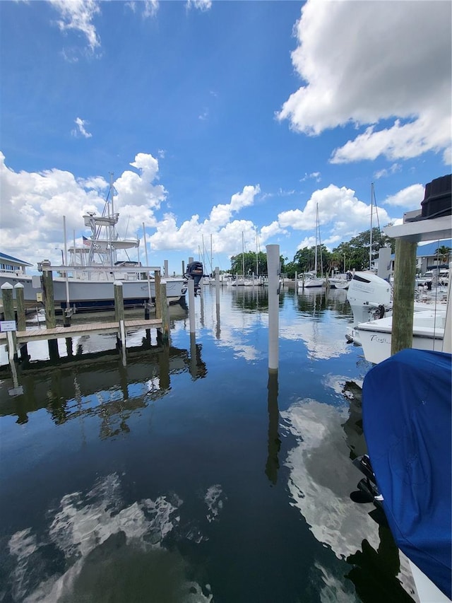 view of dock featuring a water view