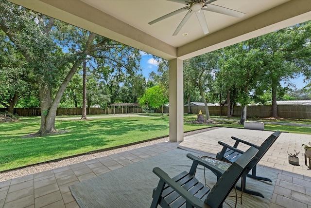 view of patio / terrace with ceiling fan